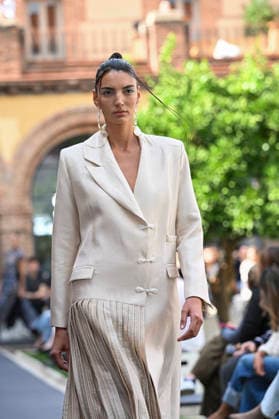 September 17, 2026, Madrid, Spain: A model parades with Odette Ãlvarez design during the Mercedes Benz Fashion Week Madrid at Cibeles Palace in Madrid. Madrid Spain  - ZUMAs197 20260917_aaa_s197_192 Copyright: xAtilanoxGarciax