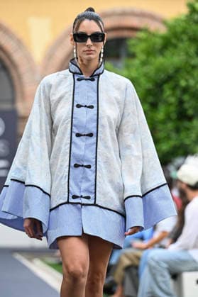 September 17, 2026, Madrid, Spain: A model parades with Odette Ãlvarez design during the Mercedes Benz Fashion Week Madrid at Cibeles Palace in Madrid. Madrid Spain  - ZUMAs197 20260917_aaa_s197_172 Copyright: xAtilanoxGarciax