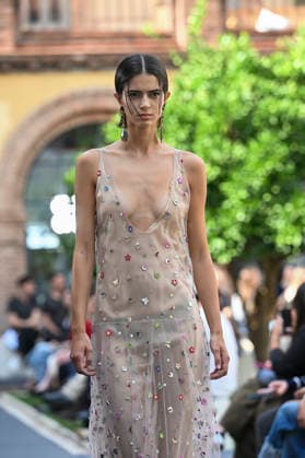 September 17, 2026, Madrid, Spain: A model parades with Odette Ãlvarez design during the Mercedes Benz Fashion Week Madrid at Cibeles Palace in Madrid. Madrid Spain  - ZUMAs197 20260917_aaa_s197_124 Copyright: xAtilanoxGarciax