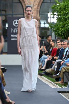 September 17, 2026, Madrid, Spain: A model parades with Odette Ãlvarez design during the Mercedes Benz Fashion Week Madrid at Cibeles Palace in Madrid. Madrid Spain  - ZUMAs197 20260917_aaa_s197_141 Copyright: xAtilanoxGarciax