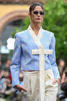 September 17, 2026, Madrid, Spain: A model parades with Odette Ãlvarez design during the Mercedes Benz Fashion Week Madrid at Cibeles Palace in Madrid. Madrid Spain  - ZUMAs197 20260917_aaa_s197_151 Copyright: xAtilanoxGarciax