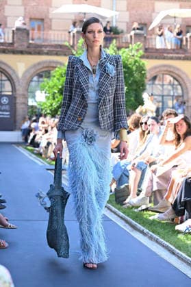 September 17, 2026, Madrid, Spain: A model parades with Malone design during the Mercedes Benz Fashion Week Madrid at Cibeles Palace in Madrid. Madrid Spain  - ZUMAs197 20260917_aaa_s197_240 Copyright: xAtilanoxGarciax