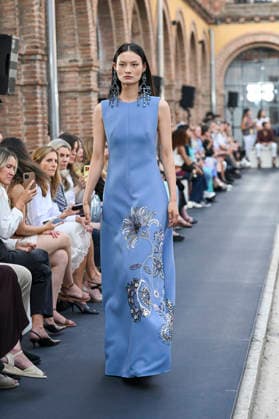 September 17, 2026, Madrid, Spain: A model parades with Isabel Sanchis design during the Mercedes Benz Fashion Week Madrid at Cibeles Palace in Madrid. Madrid Spain  - ZUMAs197 20260917_aaa_s197_302 Copyright: xAtilanoxGarciax