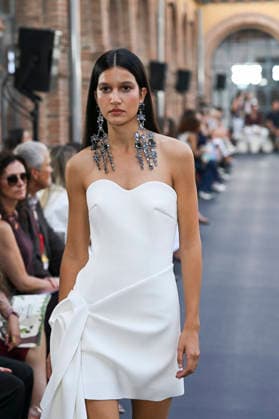 September 17, 2026, Madrid, Spain: A model parades with Isabel Sanchis design during the Mercedes Benz Fashion Week Madrid at Cibeles Palace in Madrid. Madrid Spain  - ZUMAs197 20260917_aaa_s197_344 Copyright: xAtilanoxGarciax