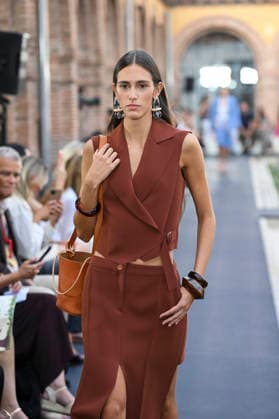 September 17, 2026, Madrid, Spain: A model parades with Isabel Sanchis design during the Mercedes Benz Fashion Week Madrid at Cibeles Palace in Madrid. Madrid Spain  - ZUMAs197 20260917_aaa_s197_372 Copyright: xAtilanoxGarciax