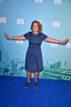 RECORD DATE NOT STATED UFA Back in Berlin Empfang- Berlin Adriana Altaras beim Blue Carpet anlässlich des UFA Back in Berlin Empfang im BE.YOND OFFICE in Berlin am 17.09.2026 Copyright: xEventpressxBerndtx