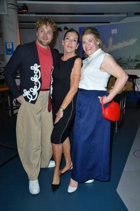 RECORD DATE NOT STATED UFA Back in Berlin Empfang- Berlin Knud Riepen, Katy Karrenbauer und Gisa Flake beim Blue Carpet anlässlich des UFA Back in Berlin Empfang im BE.YOND OFFICE in Berlin am 17.09.2026 Copyright: xEventpressxBerndtx