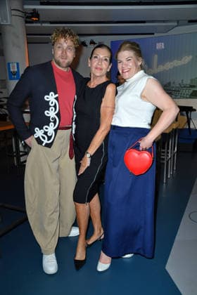 Knud Riepen, Katy Karrenbauer und Gisa Flake bei dem UFA Back Empfang im BE.YOND OFFICE in Berlin am 17.09.2026