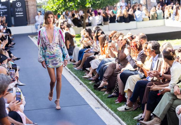 Custo Fashion Show at MBFW 2026 A model during the Custo Barcelona fashion show as part of Mercedes-Benz Fashion Week at Nebrija University on September 18, 2026, in Madrid, Spain. Custo presents its Spring Summer 2027 collection, titled Unexpected. The Catalan designer conceives this collection as an emotional manifesto to combat routine in the way we dress. SEPTEMBER 18, 2026, Madrid, Spain  Copyright: xEduardoxParrax 7783765