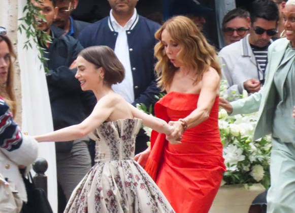 Exclu - Emily in Paris Set - Paris Exclusive - Lily Collins and Philippine Leroy-Beaulieu during the filming of Emily in Paris in Paris, France on September 18, 2026. Photo by ABACAPRESS.COM Paris France  Copyright: xABACAx