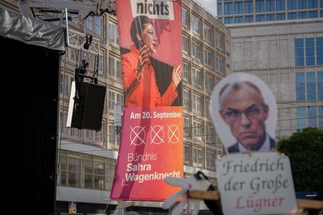 Wahlkampfabschluss, Alexanderplatz, BSW Berlin, Wahlkampfabschluss, Alexanderplatz, BSW, Bündnis Sahra Wagenknecht, Kundgebung Berlin Berlin GER