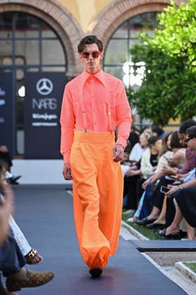 Maison Mesa - Mercedes Benz Fashion Week Madrid, Spain -18 Sept 2026 A model parades with Maison Mesa design during Mercedes Benz Fashion Week Madrid Cibeles Palace in Madrid. Madrid Spain Copyright: xAtilanoxGarciax xSOPAxImagesx PHOTO08617