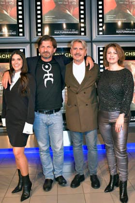 Fiona Gllavica, Visar Morina, Astrit Kabashi und Flonja Kodheli bei der Premiere des Kinofilms Von Scham und Geld im Kino in der KulturBrauerei. Berlin, 18.09.2026