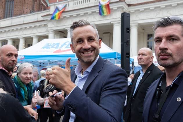 September 19, 2026, Schwerin, Mecklenburg-Vorpommern, Germany: SCHWERIN, GERMANY, SEPTEMBER 19, 2026: AfD politicians Leif-Erik Holm, Ulrich Siegmund and Petra Federau attend the partyÃ¢â‚¬â ¢s final campaign rally in Schwerin ahead of the Mecklenburg-Vorpommern state election on September 20. Party supporters gathered for the closing campaign event, while demonstrators opposed to the far-right AfD held a counter-protest nearby. Schwerin Germany - ZUMAq101 20260919_zna_q101_278 Copyright: xSomayaxAbdelrahmanx