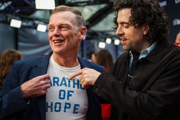 September 19, 2026, Toronto, On, Canada: Darrell Fox, brother of Terry Fox, left, and director Sean Menard are pictured on the red carpet for Run Terry Run at the Toronto International Film Festival in Toronto, on Saturday, Sept. 19, 2026. Toronto Canada - ZUMAc35_ 20260919_zaf_c35_117 Copyright: xLauraxProctorx
