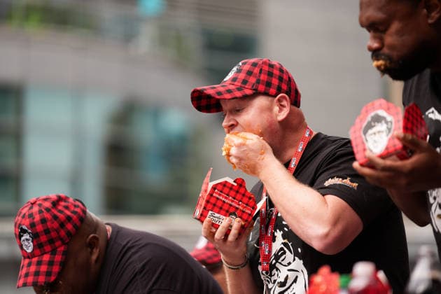 World Poutine Eating Championship in Toronto TORONTO, CANADA - SEPTEMBER 19 : Contestants compete in 2026 World Poutine Eating Championship at Sankofa Square in Toronto, Ontario, Canada on September 19, 2026. Joey Chesnut from the United States won the contest after eating 21.25lbs of poutine in 10 minutes. Mert Alper Dervis Anadolu Ontario Canada. Editorial use only. Please get in touch for any other usage.  Copyright: x2026xAnadoluxMertxAlperxDervisx
