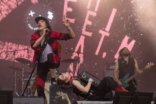September 19, 2026, Chicago, Illinois, USA: EUGENE HUTZ, ERICA MANCINI and GIL ALEXANDRE of Gogol Bordello during Riot Fest Music Festival in Chicago, Illinois Chicago USA  - ZUMAs135 20260919_zap_s135_003 Copyright: xDanielxDeSloverx