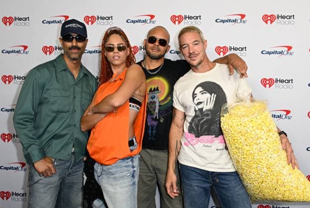 iHeartRadio Music Festival, night 2 Arrivals for the iHeartRadio Music Festival, night 2 at T-Mobile arena. 19 Sep 2026 Pictured: (L-R) Ape Drums, America Foster, Walshy Fire and Diplo of Major Lazer.  Copyright: xThexMegaxAgencyxMBS MEGAx