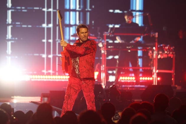 Matt Bellamy of Muse performs on stage during the iHeartRadio Music Festival Concerts at T-Mobile Arena in Las Vegas, Nevada on Saturday, September 19, 2026.  LAV20260919024 JAMESxATOA