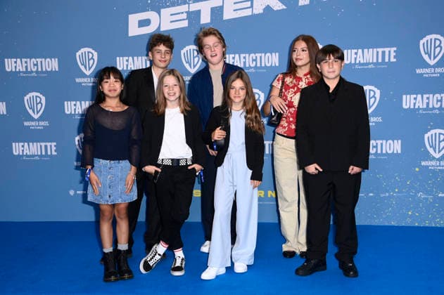 Ai Vy Bui, Nicholas Jonah Peter, Bela Louis Plass, Camille Moltzen, Lara Toni Lüdders, Zahide Kayaci und Kilian Kasa bei der Premiere des Kinofilms Emil und die Detektive im Kino in der KulturBrauerei. Berlin, 20.09.2026
