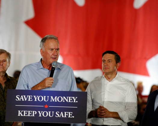September 20, 2026, Brantford, On, Canada: Conservative Party leader Pierre Poilievre appears with Brantford mayor Kevin Davis at a rally in Brantford, Ont. on Sunday, September 20, 2026. Davis will run for the Conservatives in a by-election in the coming months. Brantford Canada  - ZUMAc35_ 20260920_zaf_c35_177 Copyright: xIanxStewartx