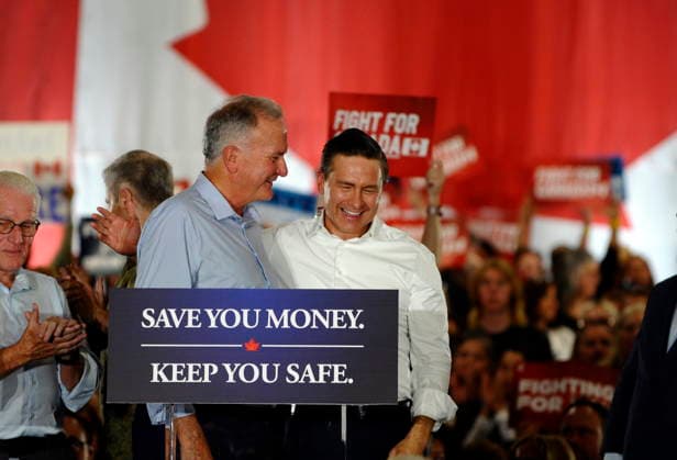 September 20, 2026, Brantford, On, Canada: Conservative Party leader Pierre Poilievre appears with Brantford mayor Kevin Davis at a rally in Brantford, Ont. on Sunday, September 20, 2026. Davis will run for the Conservatives in a by-election in the coming months. Brantford Canada  - ZUMAc35_ 20260920_zaf_c35_178 Copyright: xIanxStewartx