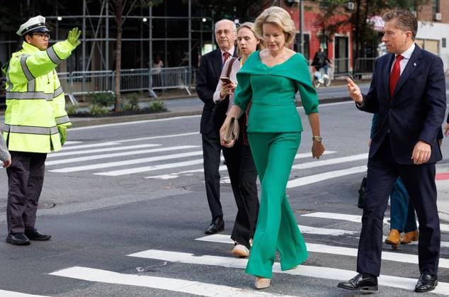 Queen Mathilde of Belgium pictured walking in the streets of New York during the 81st session of the United Nations General Assembly (UNGA81), in New York City, United States of America, Monday 21 September 2026.  BENOITxDOPPAGNE 187303596