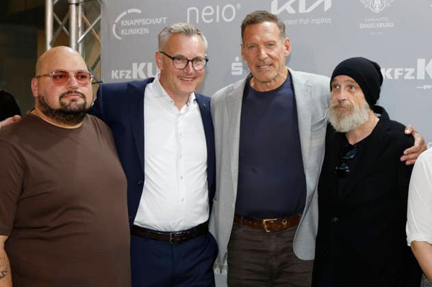 Bora, Axel Tschersich, Ralf Moeller und Torsten Sträter bei der 10. Verleihung des Comedy-Preises Recklinghäuser Hurz im Ruhrfestspielhaus. Recklinghausen, 21.09.2026