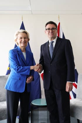 Prime Minister Andy Burnham attends UNGA 22 09 2026. New York, United States. Prime Minister Andy Burnham bilateral meeting with Ursula von der Leyen, President of the European Commission during the United Nations General Assembly at the United Nations Headquarters in New York., Credit:Ben Perry B66 Avalon United States, New York, New York, UN Headquarters  Copyright: xBenxPerryx xB66x xAvalonx 1137296180