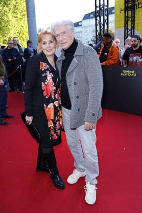 Juergen Prochnow and his wife Verena Wengler attends the Nachtschicht Sterben verboten premiere on September 25, 2026 during the 34th Film Festival in Hamburg, Germany Nachtschicht premiere during the 34th Film Festival in Hamburg, Germany
