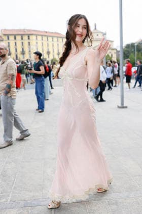 MFW Spring Summer 2027 Ermanno Scervino arrival MP MILAN, ITALY - SEPTEMBER 26: Scout LaRue Willis attends Ermanno Scervino fashion show during the Milan Fashion Week - Womenswear Spring Summer 2027 on September 24, 2026 in Milan, Italy. Photo by Marco Piovanotto Abacapress.com Milan Italy  Copyright: xPiovanottoxMarco ABACAx