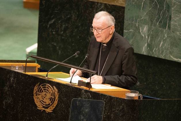 September 26, 2026, New York City, USA: Secretary of State of the Holy See Cardinal Pietro Parolin addresses the General Debate of the 81st session of the United Nations General Assembly at the UN Headquarters in New York City. New York City USA  - ZUMAl194 20260926_zip_l194_016 Copyright: xMarekxLadzinskix