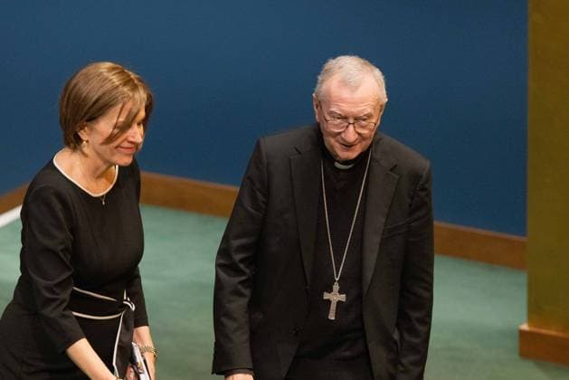 September 26, 2026, New York City, USA: Secretary of State of the Holy See Cardinal Pietro Parolin walks to the podium to deliver his address during the General Debate of the 81st session of the United Nations General Assembly at the UN Headquarters in New York City. New York City USA - ZUMAl194 20260926_zip_l194_018 Copyright: xMarekxLadzinskix