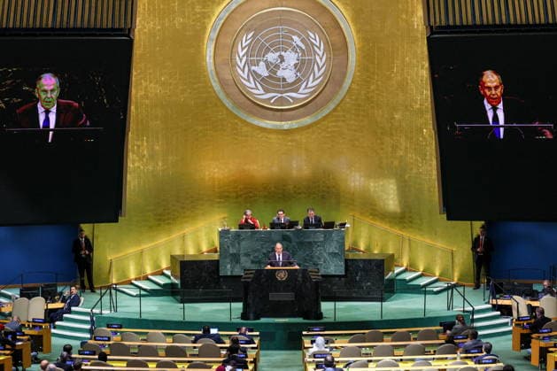 USA, NEW YORK New York City - SEPTEMBER 26, 2026: Russia s Foreign Minister Sergei Lavrov speaks at a General Debate of the 81st Session of the UN General Assembly, during the 2026 High-Level Week New York City USA  - ZUMAt113 20260926_zaa_t113_248 Copyright: xAlexanderxShcherbakx