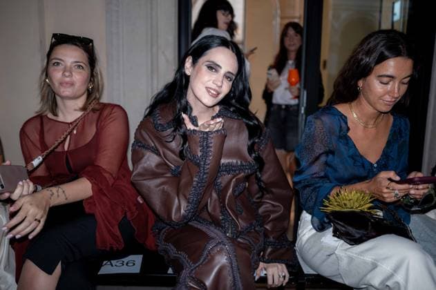 IPA89006439 - Milan, Milan Women™s Fashion Week Spring Summer 2027 - Women™s Fashion, Spring Summer 2027 - Marco Rambaldi™s fashion show - front row Pictured: guest Caterine Poulain  Copyright: xRiccardoxGIordanox xRiccardoxGiordano IPAx IPA89006439