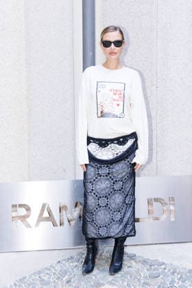 IPA89010844 - Milan, Milan Women™s Fashion Week Spring Summer 2027 - Women™s Fashion, Spring Summer 2027 - Marco Rambaldi™s fashion show - guests - Pictured: a guest  Copyright: xCinziaxCamelax xx IPA89010844