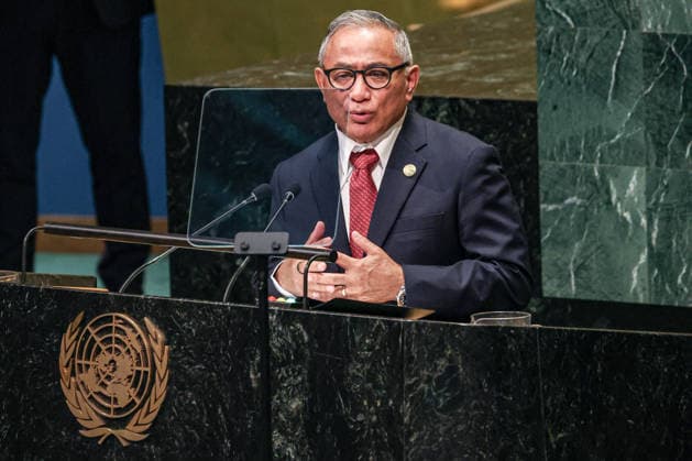 September 26, 2026, New York, New York, United States: Prime Minister of Belize JOHN BRICENO addresses the General Debate of the 81st UN General Assembly, highlighting the priorities of Belize and other Small Island Developing States, including climate vulnerability, development and climate finance, protection of oceans and biodiversity, regional security and the need for a more equitable international financial system. New York United States - ZUMAo116 20260926_znp_o116_012 Copyright: xBiancaxOterox