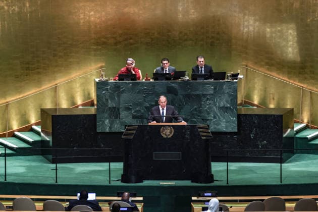 September 26, 2026, New York, New York, United States: SERGEY LAVROV, Minister of Foreign Affairs of the Russian Federation, addresses the General Debate of the 81st UN General Assembly, amid continuing tensions over RussiaÃ¢â‚¬â ¢s war in Ukraine, NATO and European security, relations with the United States and wider divisions over the international order. Lavrov has used UNGA81 to promote RussiaÃ¢â‚¬â ¢s vision of a multipolar world and greater representation for developing countries in global decision-making. New York United States - ZUMAo116 20260926_znp_o116_056 Copyright: xBiancaxOterox