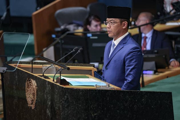 September 26, 2026, New York, New York, United States: SUGIONO, Minister for Foreign Affairs of Indonesia, addresses the General Debate of the 81st UN General Assembly, highlighting IndonesiaÃ¢â‚¬â ¢s call for greater global resilience, stronger representation for the Global South and reform of the UN, while reaffirming the countryÃ¢â‚¬â ¢s longstanding support for Palestinian statehood and peace in Gaza. New York United States - ZUMAo116 20260926_znp_o116_171 Copyright: xBiancaxOterox