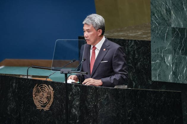 September 26, 2026, New York, New York, United States: MOHAMAD HAJI HASAN, Minister of Foreign Affairs of Malaysia, addresses the General Debate of the 81st UN General Assembly, with Malaysia highlighting Palestine and Gaza, respect for international law, UN Security Council reform, the development gap and the need for stronger multilateral cooperation. New York United States - ZUMAo116 20260926_znp_o116_142 Copyright: xBiancaxOterox