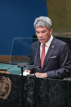 September 26, 2026, New York, New York, United States: MOHAMAD HAJI HASAN, Minister of Foreign Affairs of Malaysia, addresses the General Debate of the 81st UN General Assembly, with Malaysia highlighting Palestine and Gaza, respect for international law, UN Security Council reform, the development gap and the need for stronger multilateral cooperation. New York United States - ZUMAo116 20260926_znp_o116_138 Copyright: xBiancaxOterox