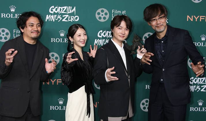 NEW YORK, NY - SEPTEMBER 26: Kazuaki Kishida, Minami Hamabe, RyÃ»nosuke Kamiki and Takashi Yamazaki at the Godzilla Minus Zero Red Carpet during the 64th New York Film Festival at Alice Tully Hall, Lincoln Center on September 26, 2026 in New York City. Copyright: xRWx