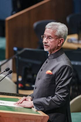 September 26, 2026, New York, New York, United States: SUBRAHMANYAM JAISHANKAR, Minister of External Affairs of India, addresses the General Debate of the 81st UN General Assembly, highlighting the impact of global conflicts on developing countries, tensions in the Gulf and threats to commercial shipping and seafarers, while calling for de-escalation and reform of the international system. New York United States - ZUMAo116 20260926_znp_o116_097 Copyright: xBiancaxOterox