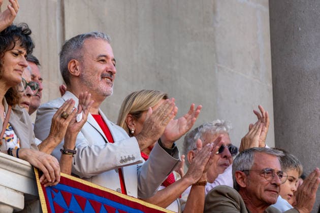 La Merce festival 2026, Placa Sant Jaume. Castellers day, 27 September. Barcelona, Catalunya. September. Barcelona, Catalunya. The Mayor of Barcelona, Jaume Collboni, watches the human towers performance during the traditional La Merce festival celebrations, September 27, 2026, Placa Sant Jaume, Barcelona, Catalonia., Credit:Ivan Sanchez Jimenez Ivan Sanchez Avalon Copyright: xIvanxSanchezxJimenezx xIvanxSanchezx xAvalonx 1138664221