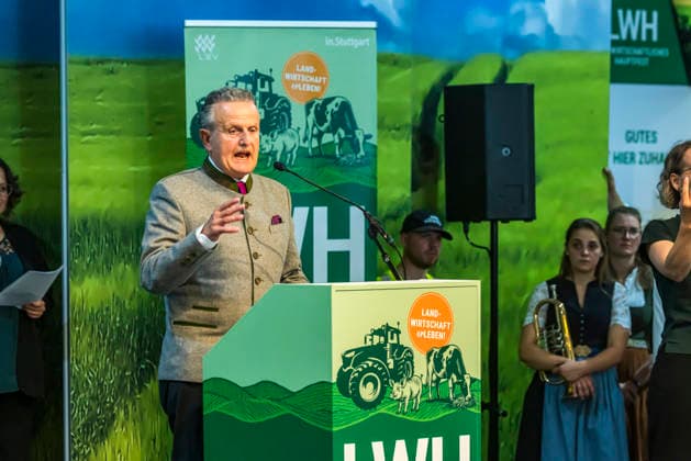Dr. Frank Nopper, CDU, Oberbürgermeister der Landeshauptstadt Stuttgart. Offizielle Eröffnungsveranstaltung des Landwirtschaftliches Hauptfest in Bad Cannstatt. Süddeutschlands größte Fachmesse für Land-, Forst- und Ernährungswirtschaft zeigt in Messehallen und Tierzelten landwirtschaftliche Maschinen und verschiedene Nutztiere in der modernen Tierhaltung. 27.09.2026, Stuttgart, Baden-Württemberg, Deutschland