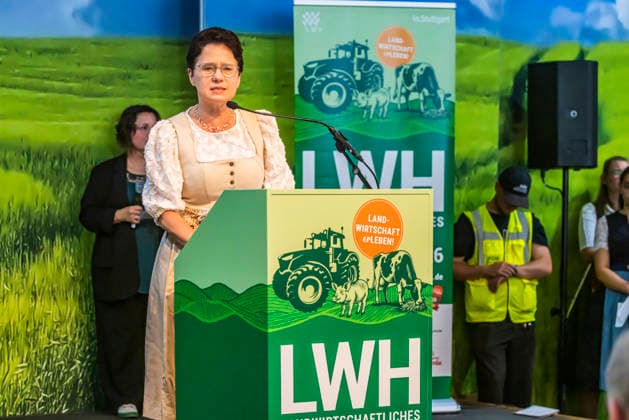 Marion Gentges (MdL, CDU), Ministerin für Ländlichen Raum, Landwirtschaft und Heimat. Offizielle Eröffnungsveranstaltung des Landwirtschaftliches Hauptfest in Bad Cannstatt. Süddeutschlands größte Fachmesse für Land-, Forst- und Ernährungswirtschaft zeigt in Messehallen und Tierzelten landwirtschaftliche Maschinen und verschiedene Nutztiere in der modernen Tierhaltung. 27.09.2026, Stuttgart, Baden-Württemberg, Deutschland