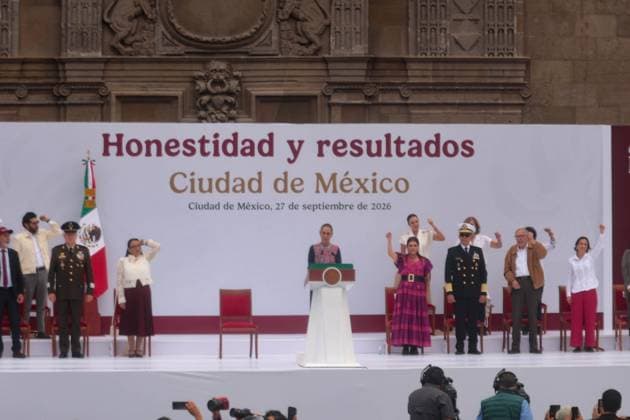 September 27, 2026: TO-45254- Mexico City, September 24, 2026: President Claudia Sheinbaum Pardo delivers her second report on her administration& 039;s work at the Z& xf3;calo in Mexico City, accompanied by Head of Government Clara Brugada Nolina and her cabinet. Photo: Ian Robles .com.mx.TO-45254- Mexico City, September 24, 2026: President Claudia Sheinbaum Pardo delivers her second report on her administration& 039;s work at the Z& xf3;calo in Mexico City, accompanied by Head of Government Clara Brugada Nolina and her cabinet. Photo: Ian Robles .com.mx.TO-45254- Mexico City, September 24, 2026: President Claudia Sheinbaum Pardo delivers her second report on her administration& 039;s work at the Z& xf3;calo in Mexico City, accompanied b - ZUMAcs4_ 20260927_faa_cs4_053 Copyright: xClasosx
