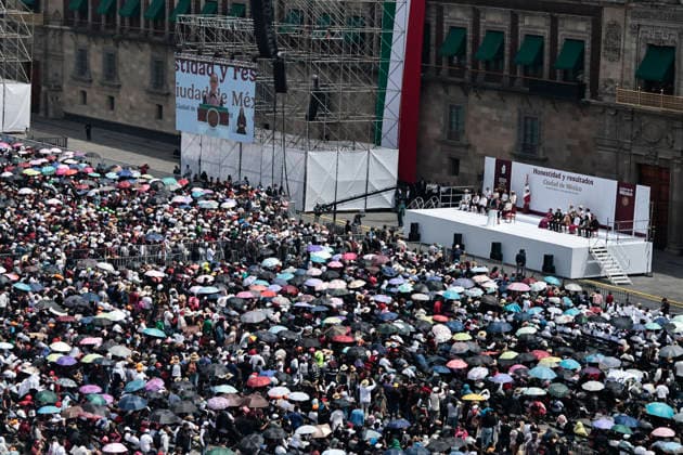 September 27, 2026, Mexico City, Cdmx, Mexico: The President of Mexico, CLAUDIA SHEIMBAUM closes before thousands of supporters in the Plaza de la ConstitucioÂ³n her tour Honestity and Results that went through the 32 States of the Republic; during the speech she talked about the progress and benefits that her government has had towards the population, first attending vulnerable groups with economic aid, improvements in the health sector, advances in technology, improvements in transport, increase in foreign investments, education, reduction of violence and homicides at the national level, greater security, all this with a humanistic approach. Within the speech he emphasized social justice, the democracy that prevails in the country, fre - ZUMAp204 20260927_zip_p204_048 Copyright: xJosuexPerezx
