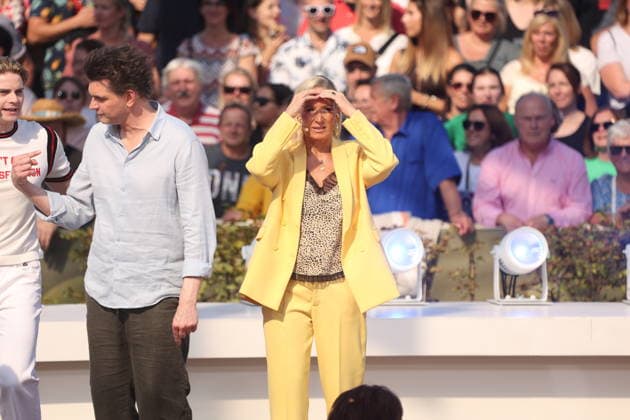 Vincent Gross, Lutz van der Horst und Janine Kunze in der TV Show ZDF-Fernsehgarten - Finalparty˜ auf dem Mainzer Lerchenberg. Mainz, 27.09.2026 Copyright: xAgenturxMatthiasxWehnertx xM.xGränzdörferx