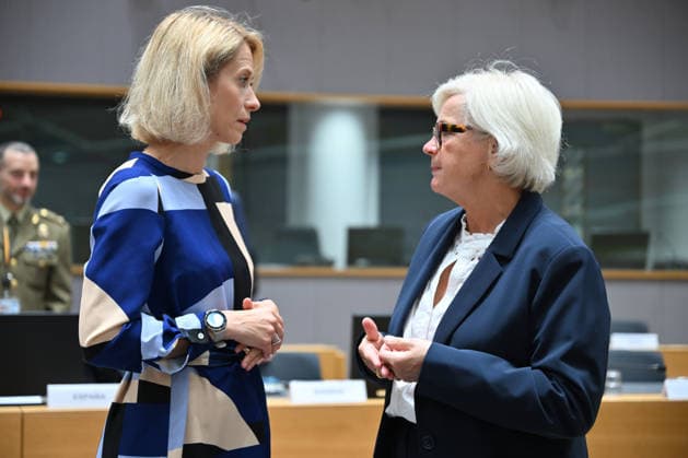 Defense Ministers of EU meeting in Brussels BRUSSELS, BELGIUM - SEPTEMBER 28: EU High Representative for Foreign Affairs and Security Policy Kaja Kallas and French Defense Minister Catherine Vautrin (R) attend the first official meeting of Defense ministers of European Union (EU) countries after the summer break in Brussels, Belgium on September 28, 2026. Dursun Aydemir Anadolu Brussels Belgium. Editorial use only. Please get in touch for any other usage.  Copyright: x2026xAnadoluxDursunxAydemirx